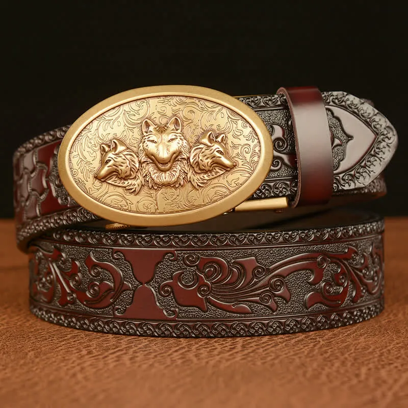 Men's Legend Of Hungry Wolves Leather Belt sold by FloralTrip