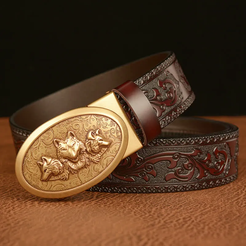 Men's Legend Of Hungry Wolves Leather Belt sold by FloralTrip product image thumbnail 3