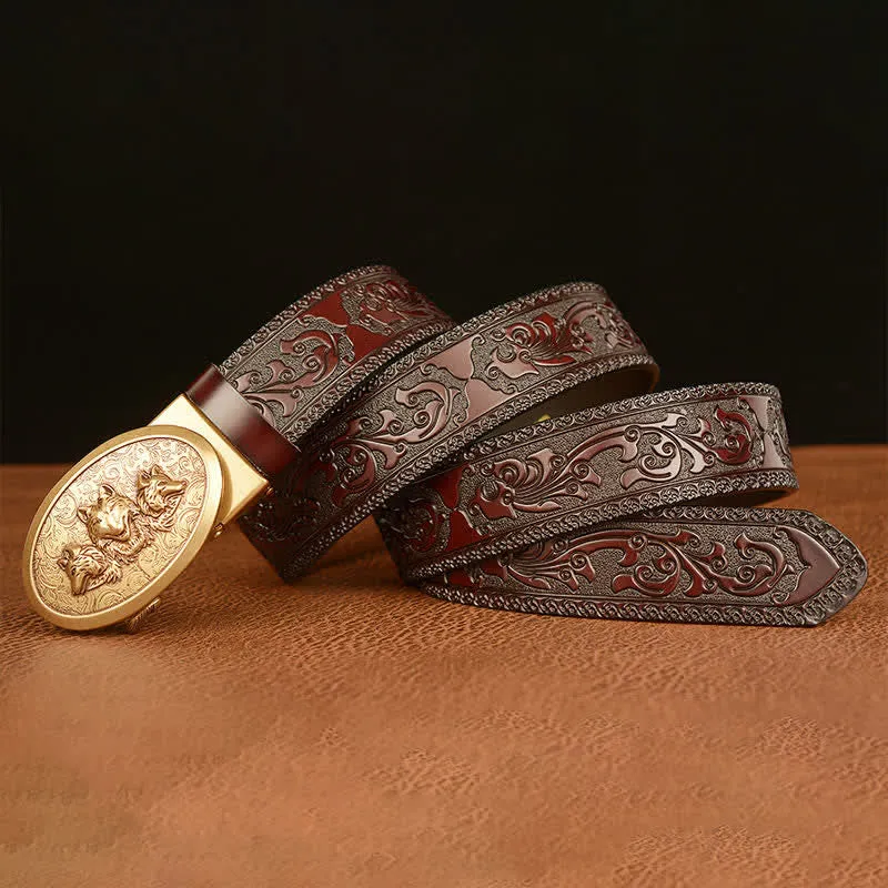 Men's Legend Of Hungry Wolves Leather Belt sold by FloralTrip product image thumbnail 4
