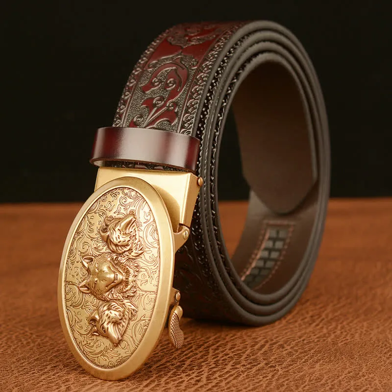 Men's Legend Of Hungry Wolves Leather Belt sold by FloralTrip product image thumbnail 2
