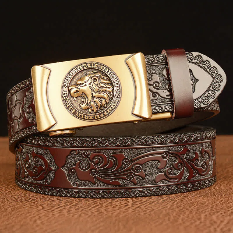 Men's Punk Lion Head Leather Belt sold by FloralTrip