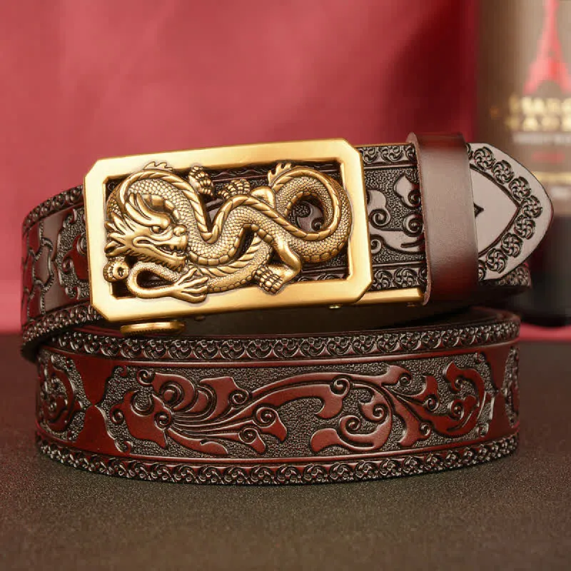 Men's Coiling Dragon Embossing Leather Belt sold by FloralTrip