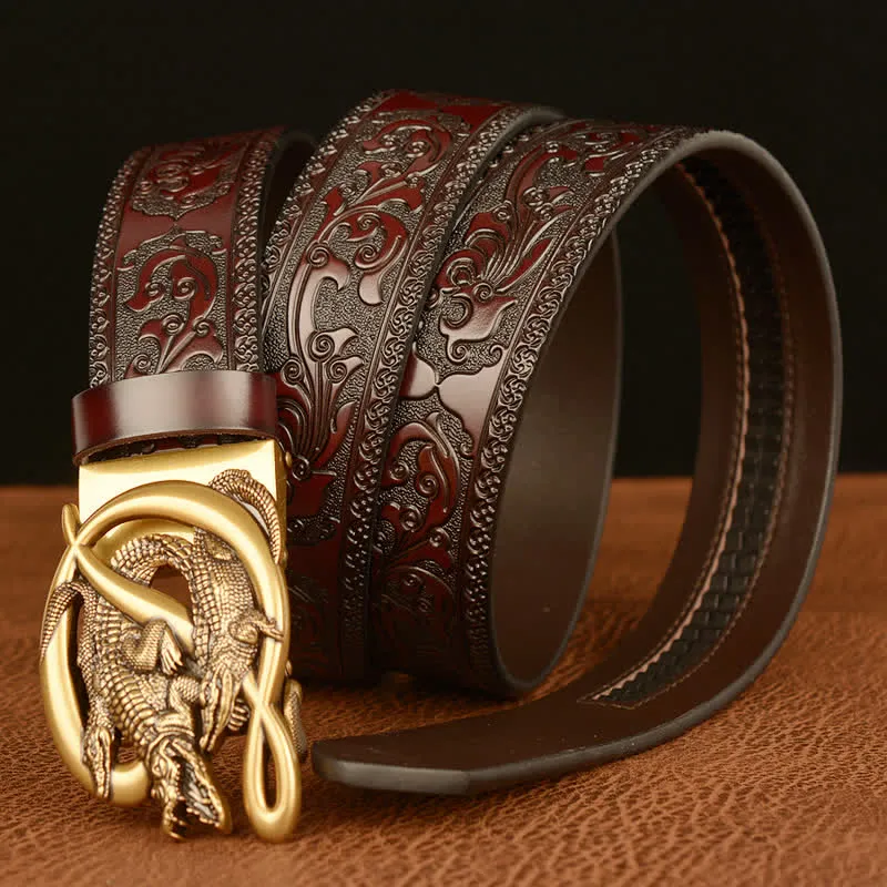 Men's Crocodile Buckle Embossing Leather Belt sold by FloralTrip product image thumbnail 2