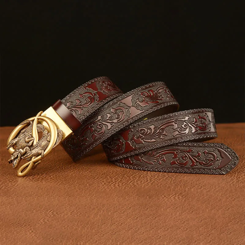 Men's Crocodile Buckle Embossing Leather Belt sold by FloralTrip product image thumbnail 5