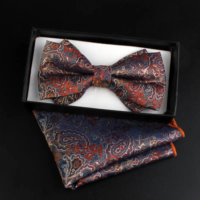 2Pcs Men's Neoclassical Paisley Floral Bow Tie Set sold by FloralTrip