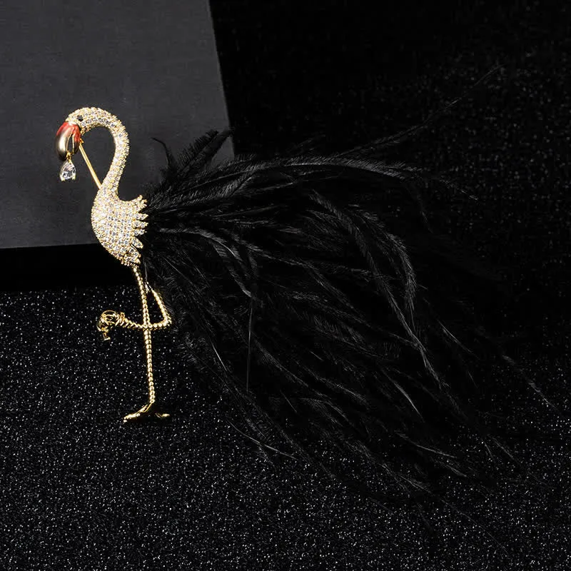 Sparkling Flamingo Zircon Feather Brooch sold by FloralTrip product image thumbnail 5