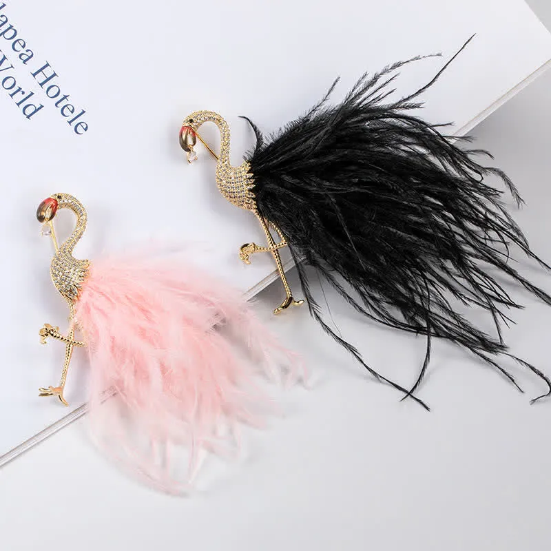 Sparkling Flamingo Zircon Feather Brooch sold by FloralTrip product image thumbnail 2
