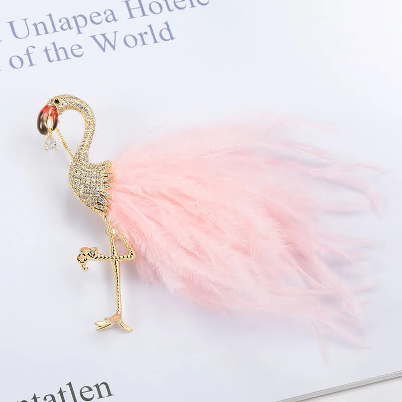 Sparkling Flamingo Zircon Feather Brooch sold by FloralTrip product image thumbnail 3