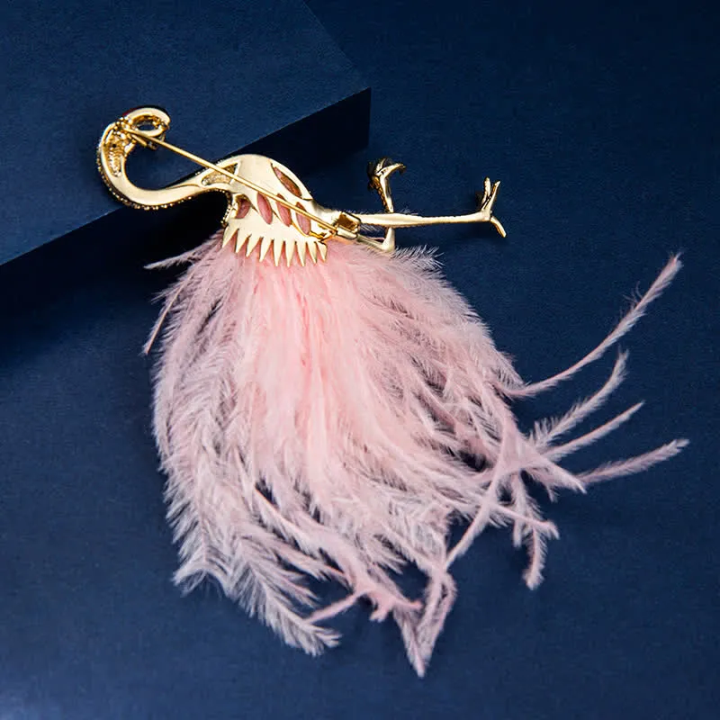 Sparkling Flamingo Zircon Feather Brooch sold by FloralTrip product image thumbnail 4