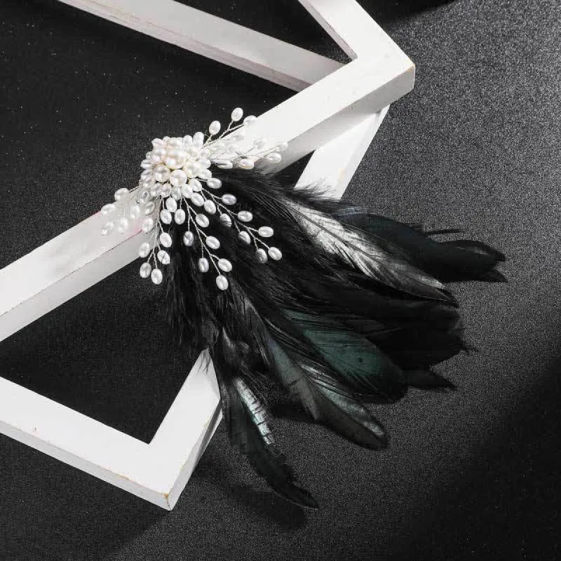 Women's Temperament Pearl Feather Brooch sold by FloralTrip