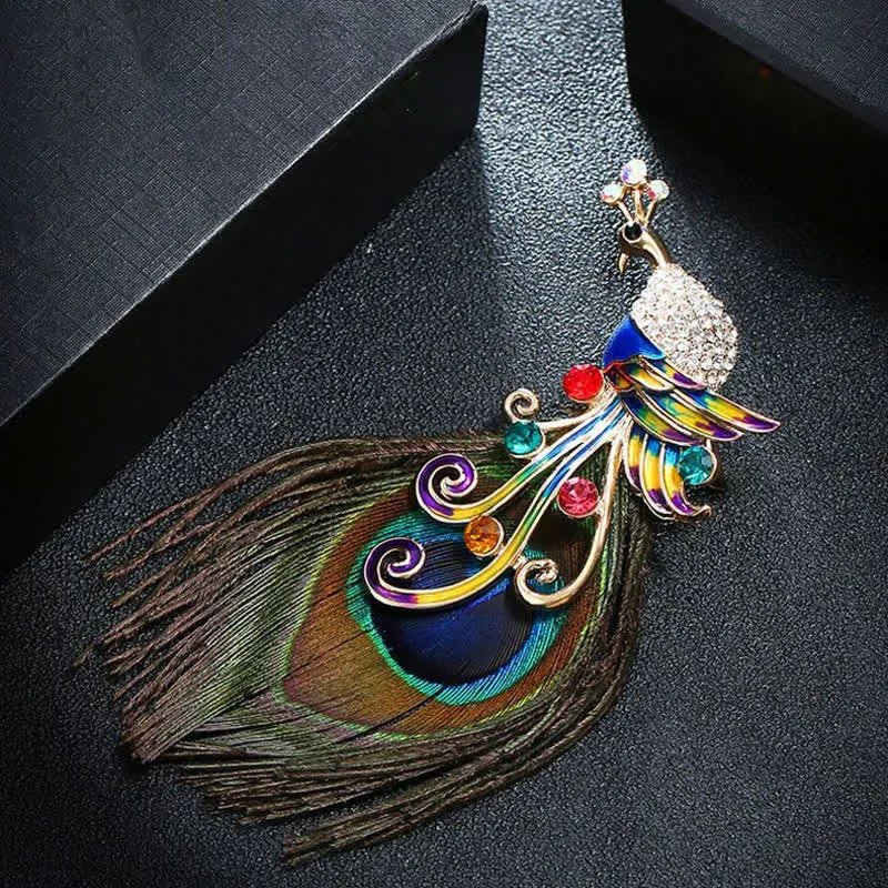 Women's Ethnic Colorful Peacock Feather Brooch sold by FloralTrip product image thumbnail 4