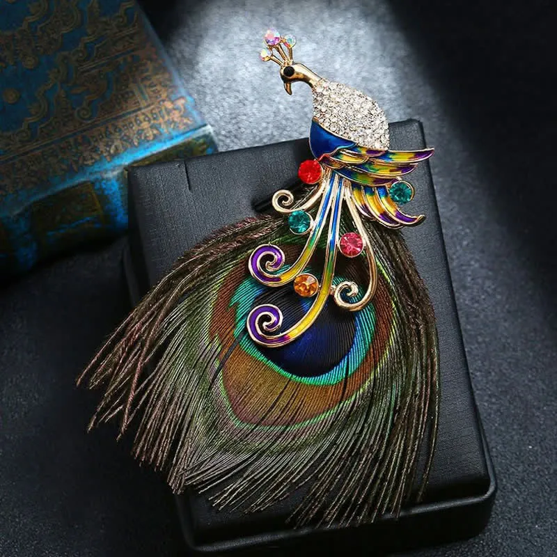 Women's Ethnic Colorful Peacock Feather Brooch sold by FloralTrip product image thumbnail 5