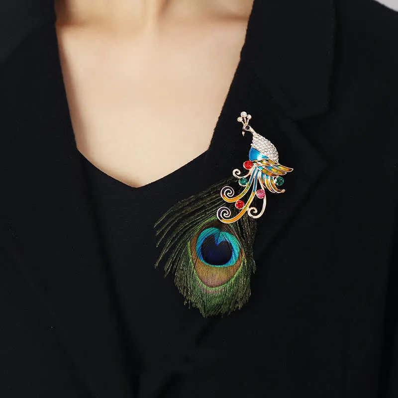 Women's Ethnic Colorful Peacock Feather Brooch sold by FloralTrip product image thumbnail 2