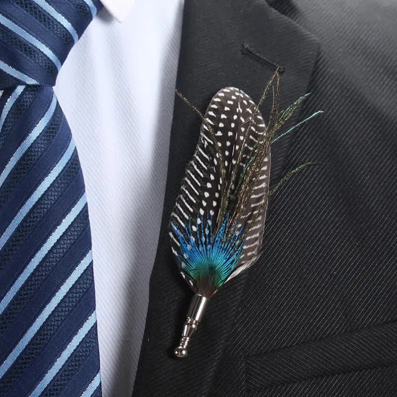 Wedding Natural Feather Buttonhole Brooch sold by FloralTrip