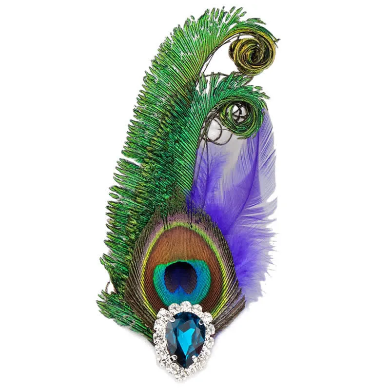 Rhinestone Peacock Eye Feather Brooch sold by FloralTrip product image thumbnail 5