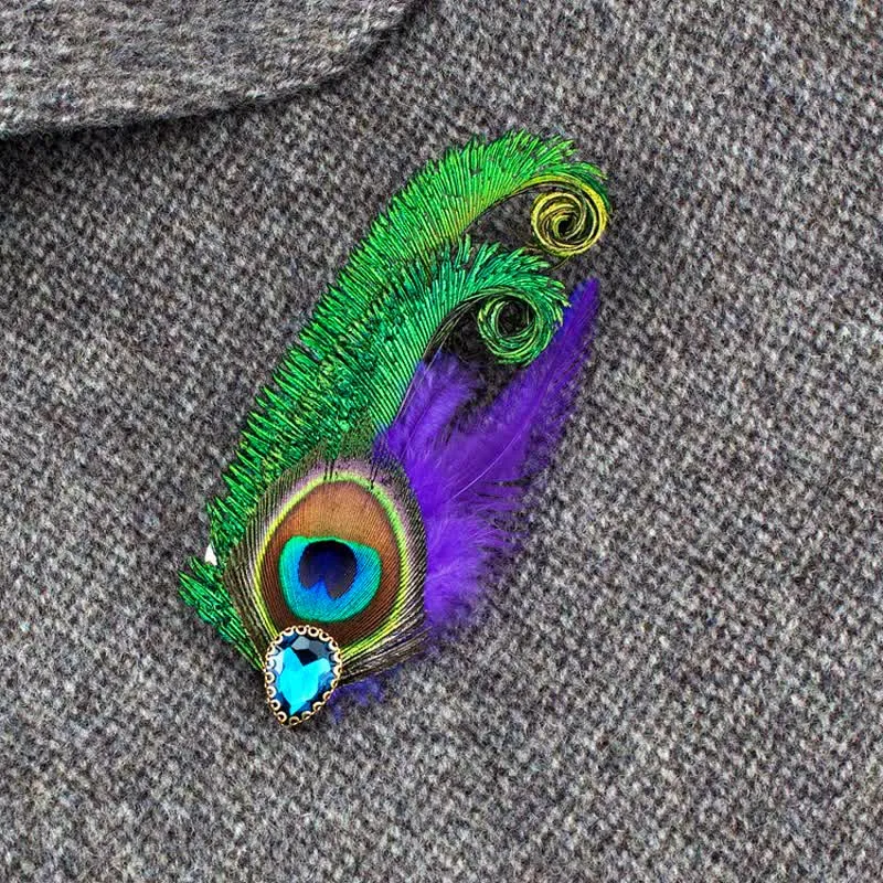 Rhinestone Peacock Eye Feather Brooch sold by FloralTrip product image thumbnail 2