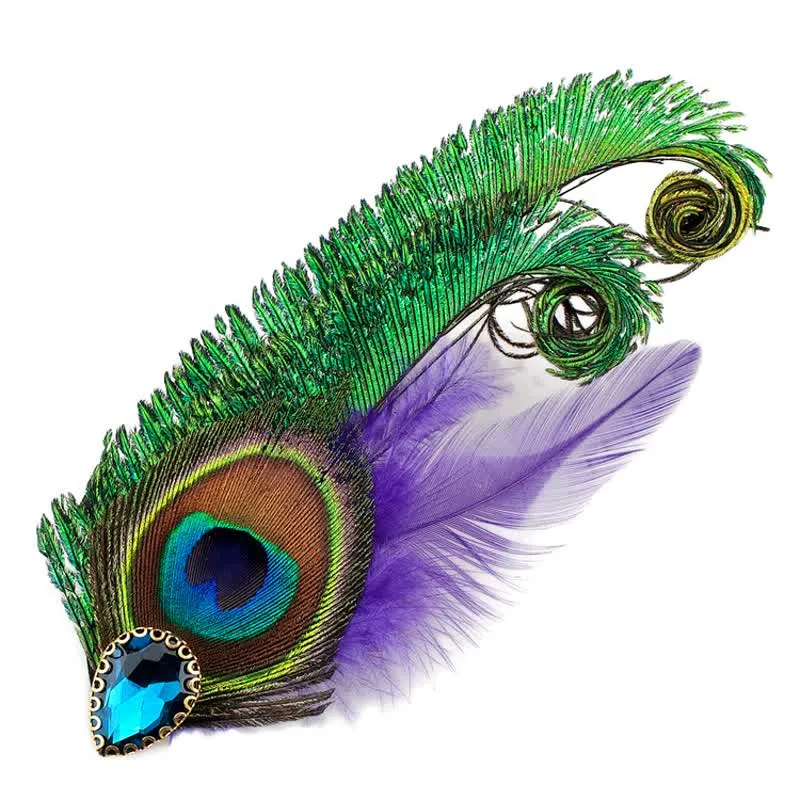 Rhinestone Peacock Eye Feather Brooch sold by FloralTrip product image thumbnail 3