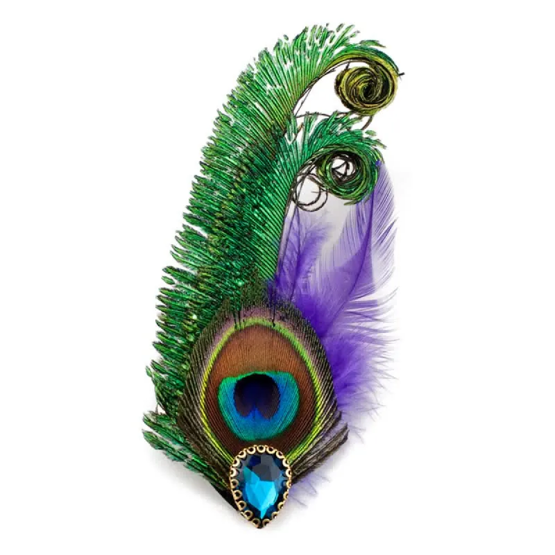 Rhinestone Peacock Eye Feather Brooch sold by FloralTrip