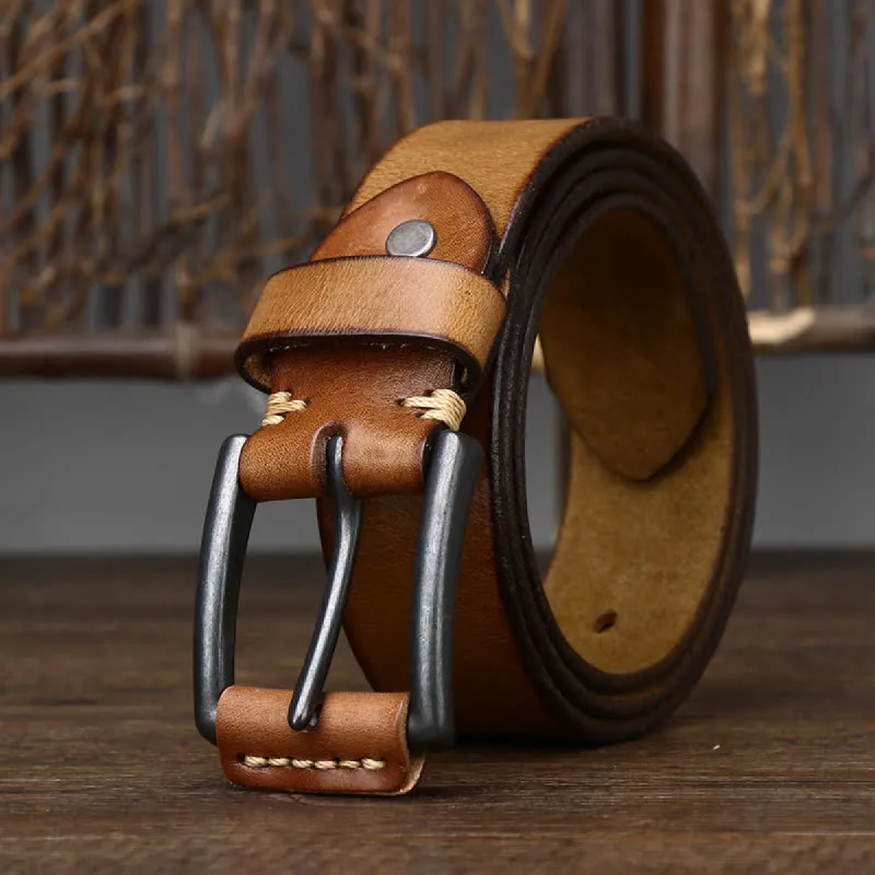 Men's Stylish Retro Glossy Cowboy Leather Belt sold by FloralTrip