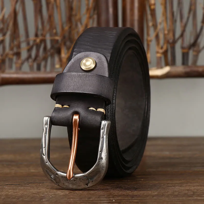 Men's Classic Vintage Carved Buckle Leather Belt sold by FloralTrip