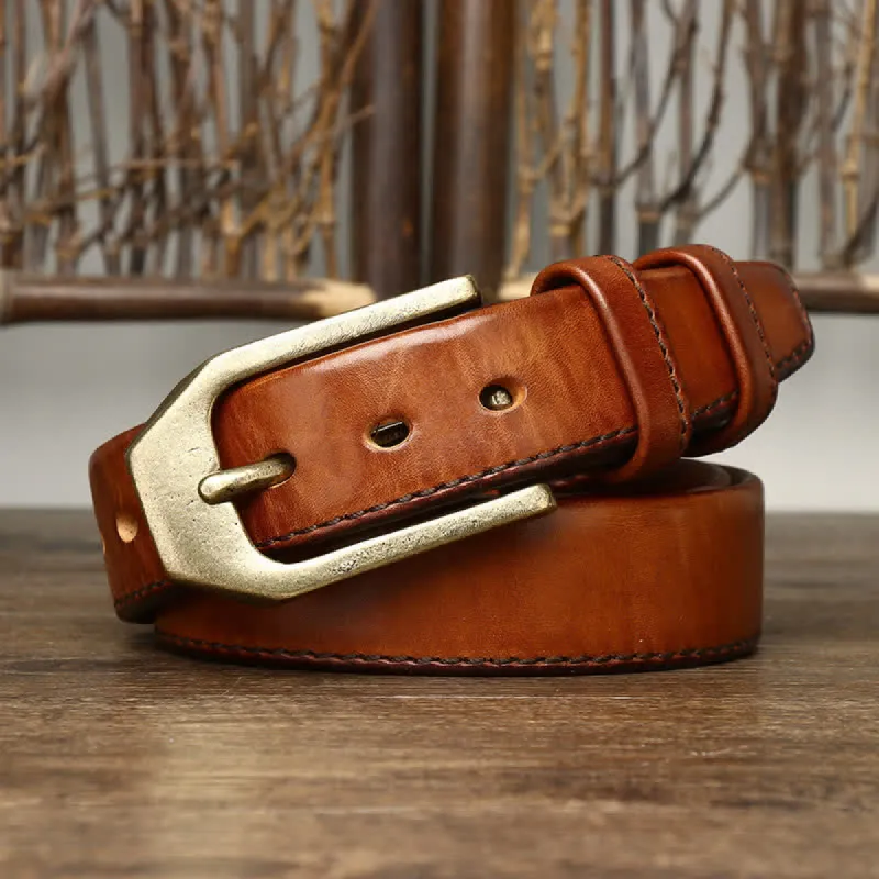 Men's Rectangular Buckle Glossy Leather Belt sold by FloralTrip