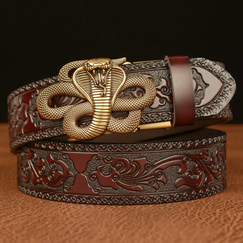 Men's Snake Medallion Buckle Leather Belt sold by FloralTrip