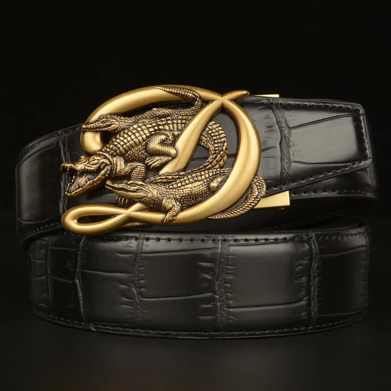 Men's Crocodile Buckle Alligator Pattern Leather Belt sold by FloralTrip