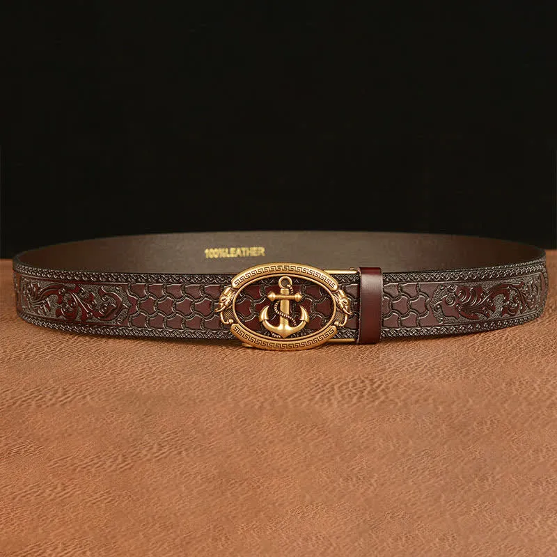 Men's Nautical Anchor Buckle Leather Belt sold by FloralTrip product image thumbnail 4