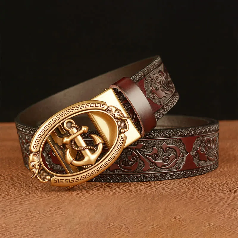 Men's Nautical Anchor Buckle Leather Belt sold by FloralTrip product image thumbnail 2