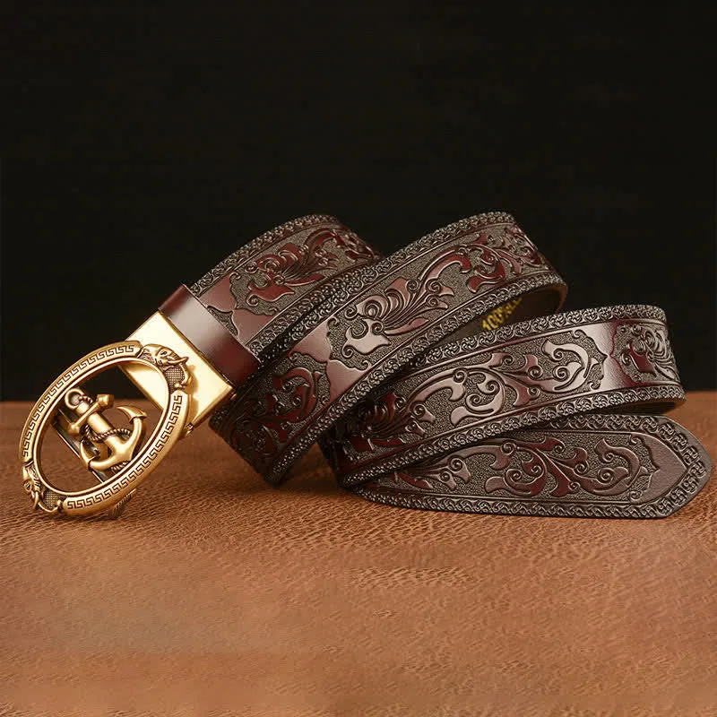 Men's Nautical Anchor Buckle Leather Belt sold by FloralTrip product image thumbnail 3