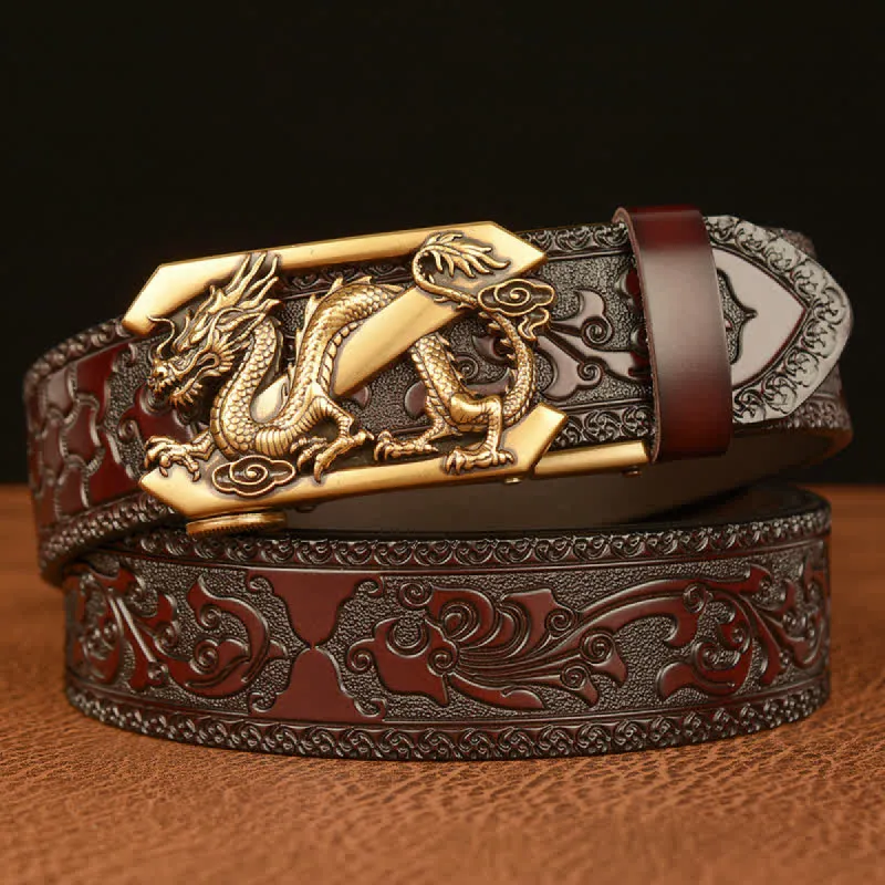 Men's Embossing Retro Dragon Z Letter Leather Belt sold by FloralTrip