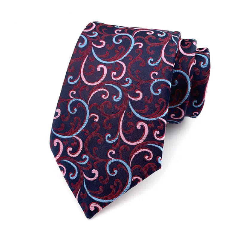 Men's Wine Royal Swirl Navy Necktie sold by FloralTrip