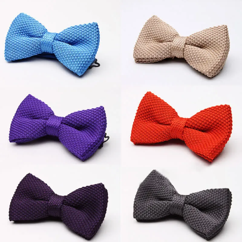 Men's Solid Color Double Layer Knitted Bow Tie sold by FloralTrip