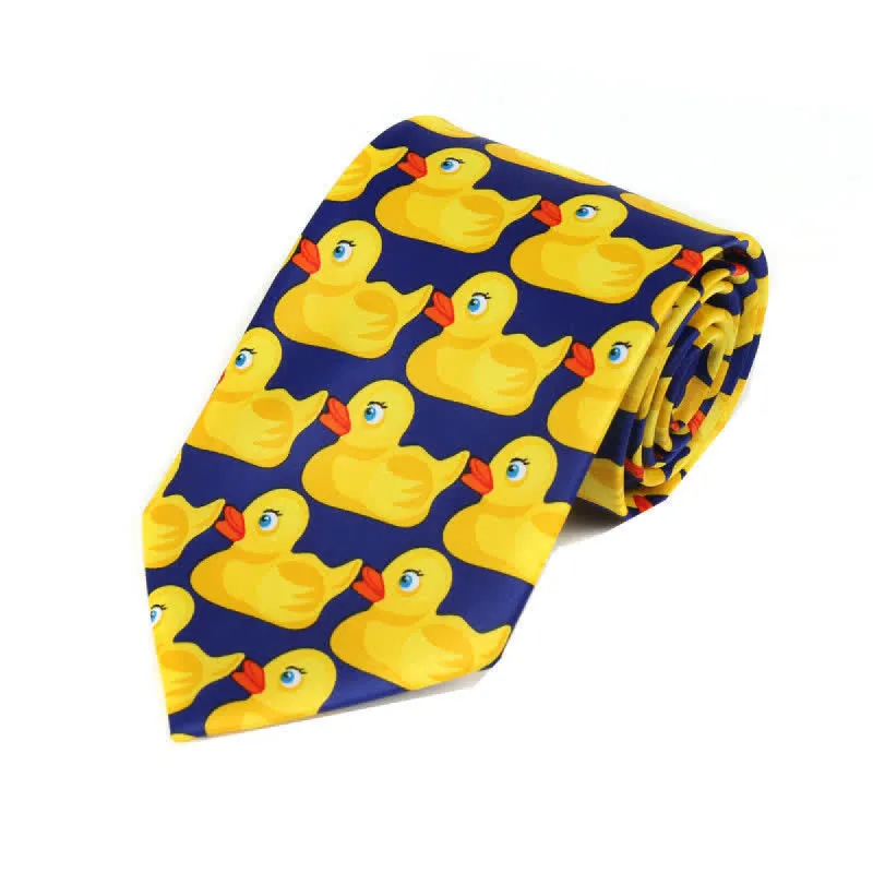 Men's Funny Yellow Barney Duck Necktie sold by FloralTrip