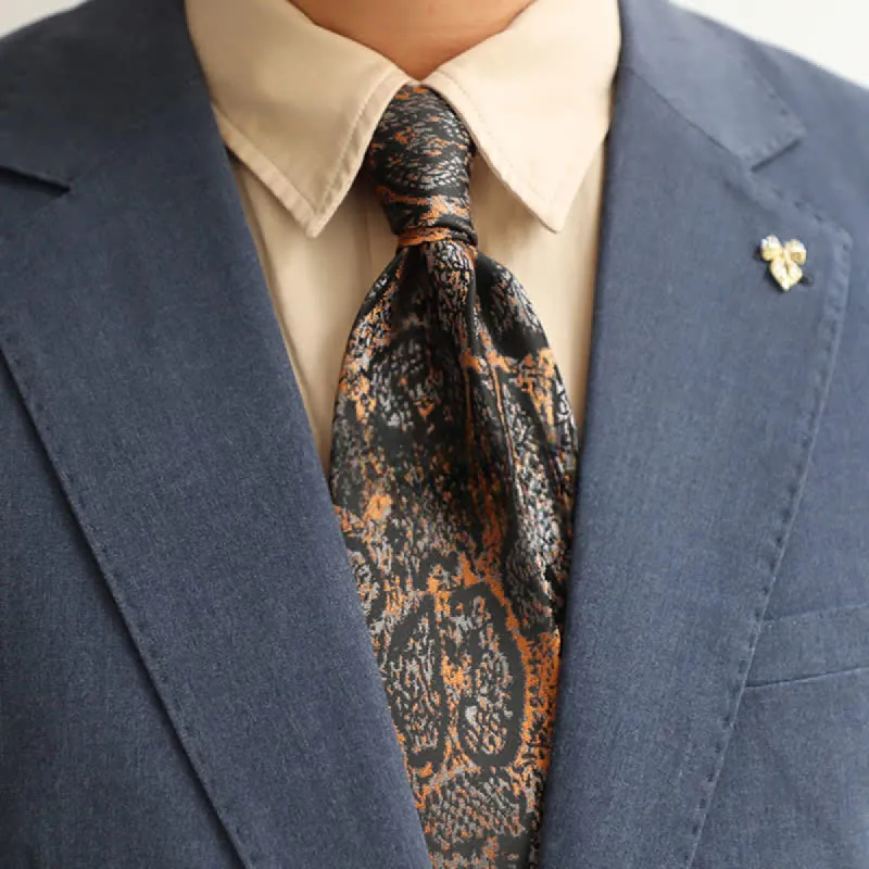 Men's Abstract Black & Orange Exotic Mystery Necktie sold by FloralTrip