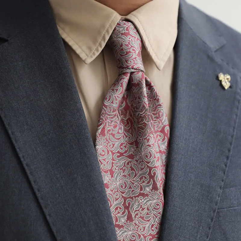 Men's Pink & Gray Exotic Mystery Vines Necktie sold by FloralTrip