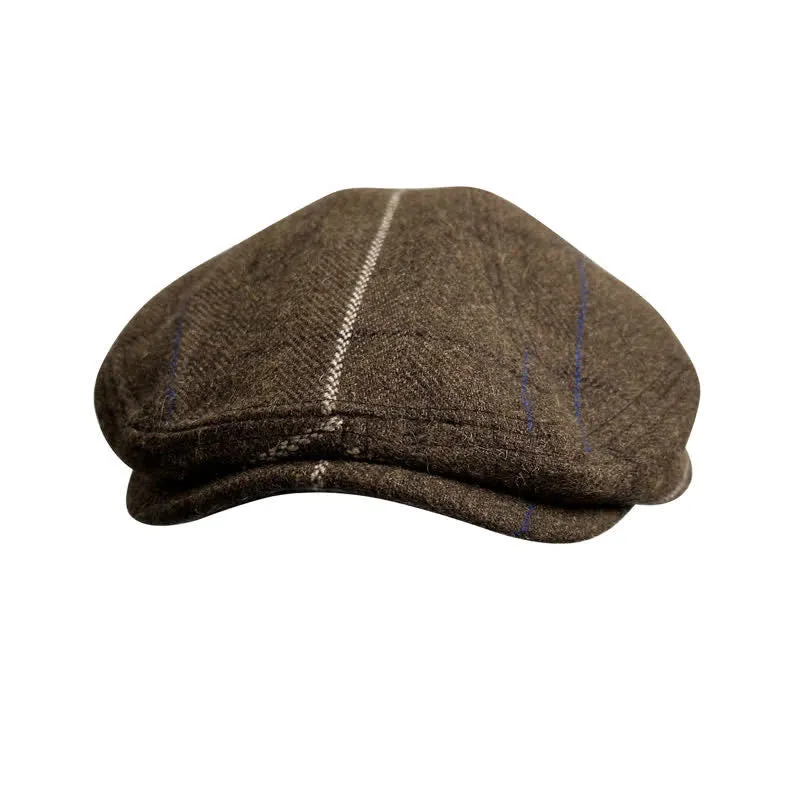 Vintage Coffee Blue White Strips Beret Cap sold by FloralTrip product image thumbnail 2