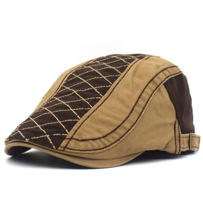 Vintage Embroidery Plaid Patchwork Beret Cap sold by FloralTrip