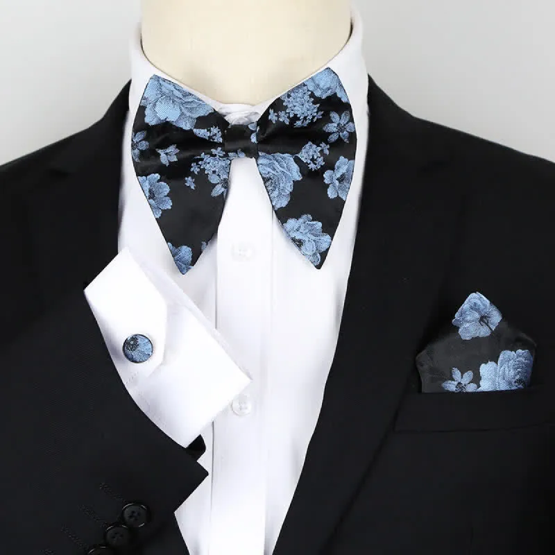 3Pcs Men's Oversized Pointed Paisley Floral Bow Tie Set sold by FloralTrip