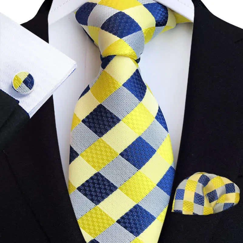 3Pcs Men's Bright Color Plaid Necktie Set sold by FloralTrip