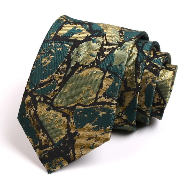 Men's Gold-green Abstract Graphic Necktie sold by FloralTrip