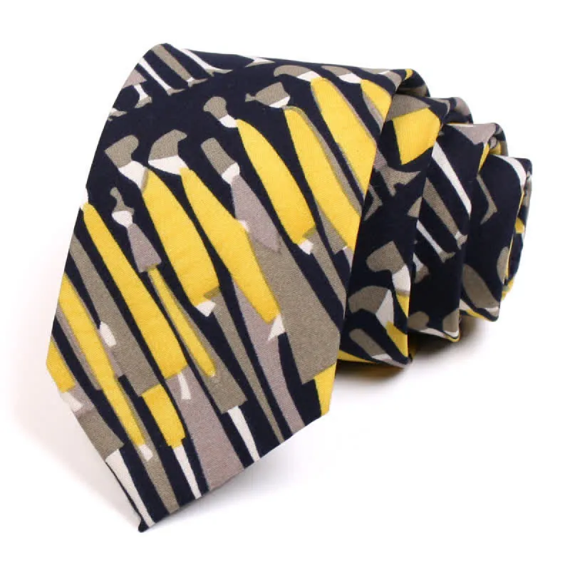 Men's Black & Yellow Crowds Necktie sold by FloralTrip