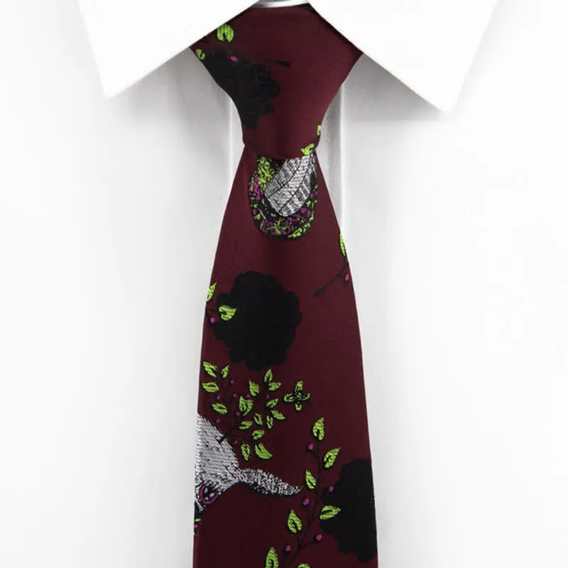 Men's Burgundy Black Rose & Deer Necktie sold by FloralTrip product image thumbnail 2