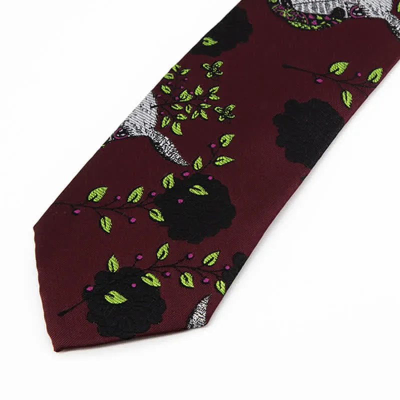 Men's Burgundy Black Rose & Deer Necktie sold by FloralTrip product image thumbnail 3