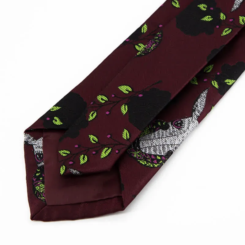Men's Burgundy Black Rose & Deer Necktie sold by FloralTrip product image thumbnail 4