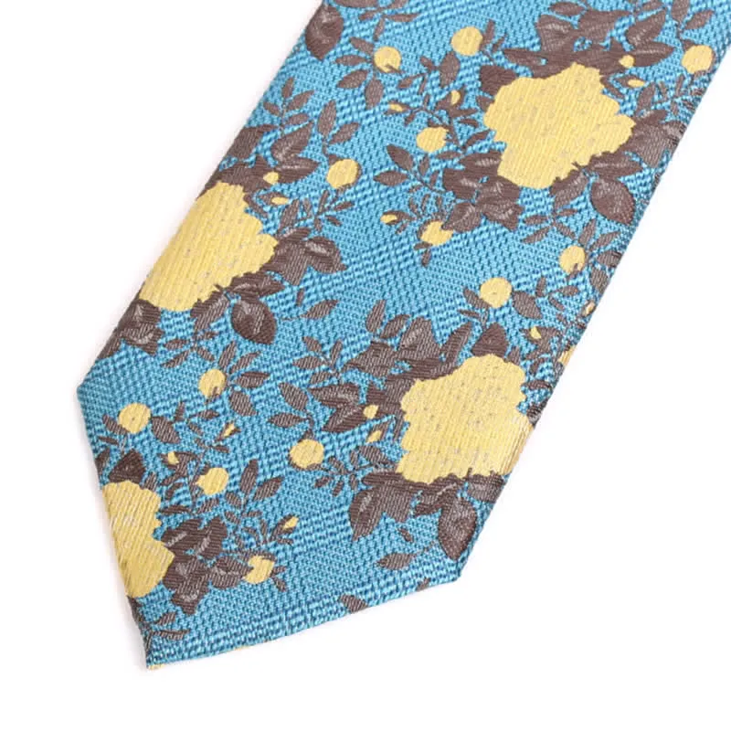 Men's Nature Yellow Flower Dark Cyan Necktie sold by FloralTrip product image thumbnail 3