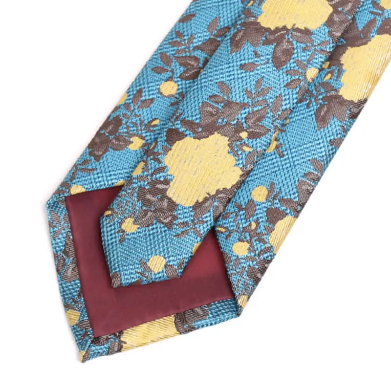 Men's Nature Yellow Flower Dark Cyan Necktie sold by FloralTrip product image thumbnail 4