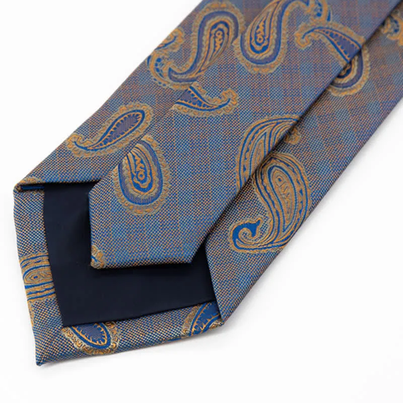 Men's Kaleidoscope Blue & Gold Paisley Necktie sold by FloralTrip product image thumbnail 4