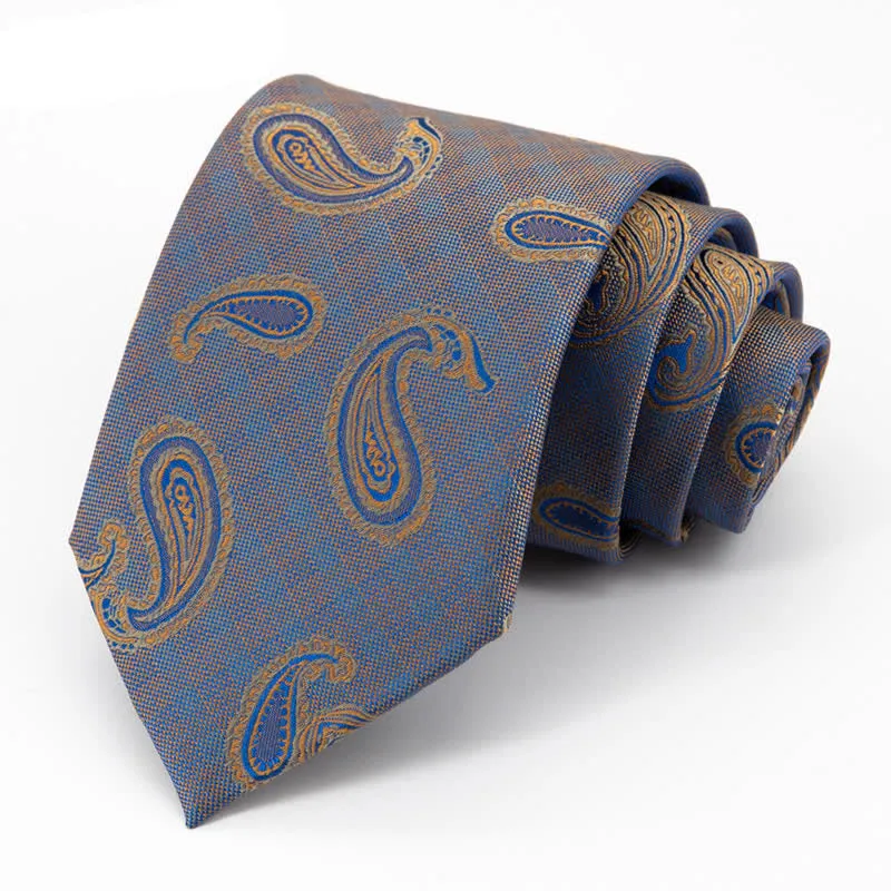 Men's Kaleidoscope Blue & Gold Paisley Necktie sold by FloralTrip