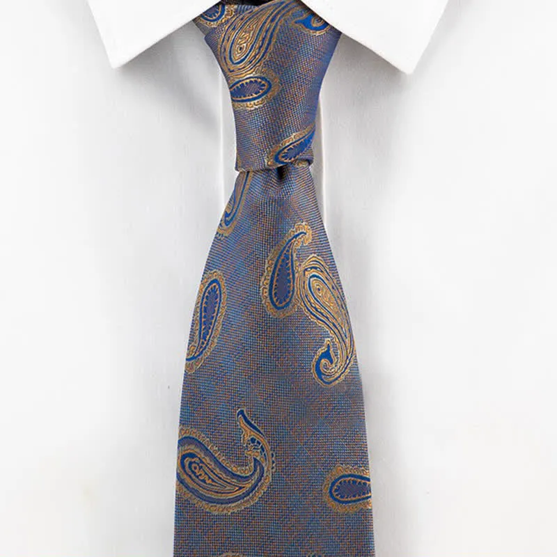 Men's Kaleidoscope Blue & Gold Paisley Necktie sold by FloralTrip product image thumbnail 2